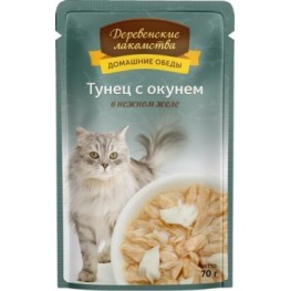 Деревенские лакомства пауч д/кош Тунец с окунем желе 70г